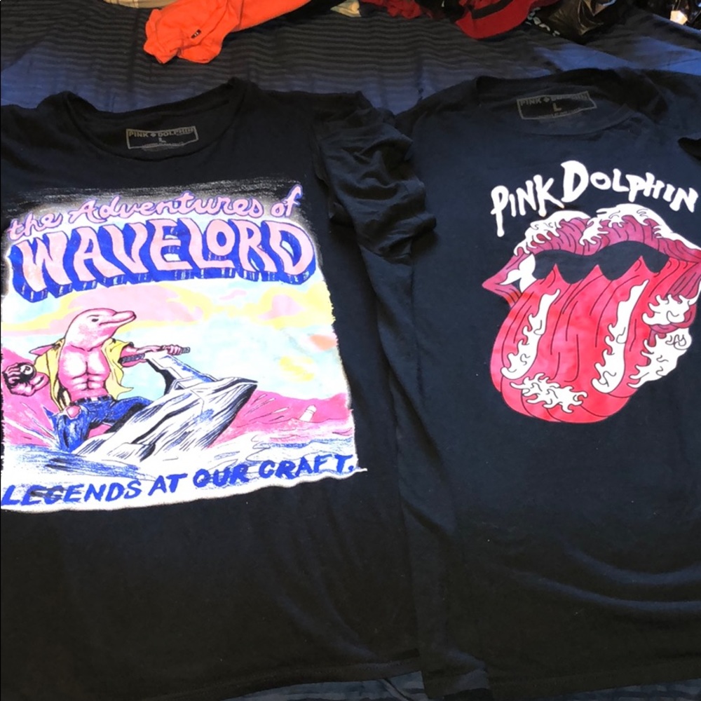 2 Pink Dolphin shirts size Large